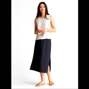 Eileen Fisher Heavy Organic Linen Skirt XS Black